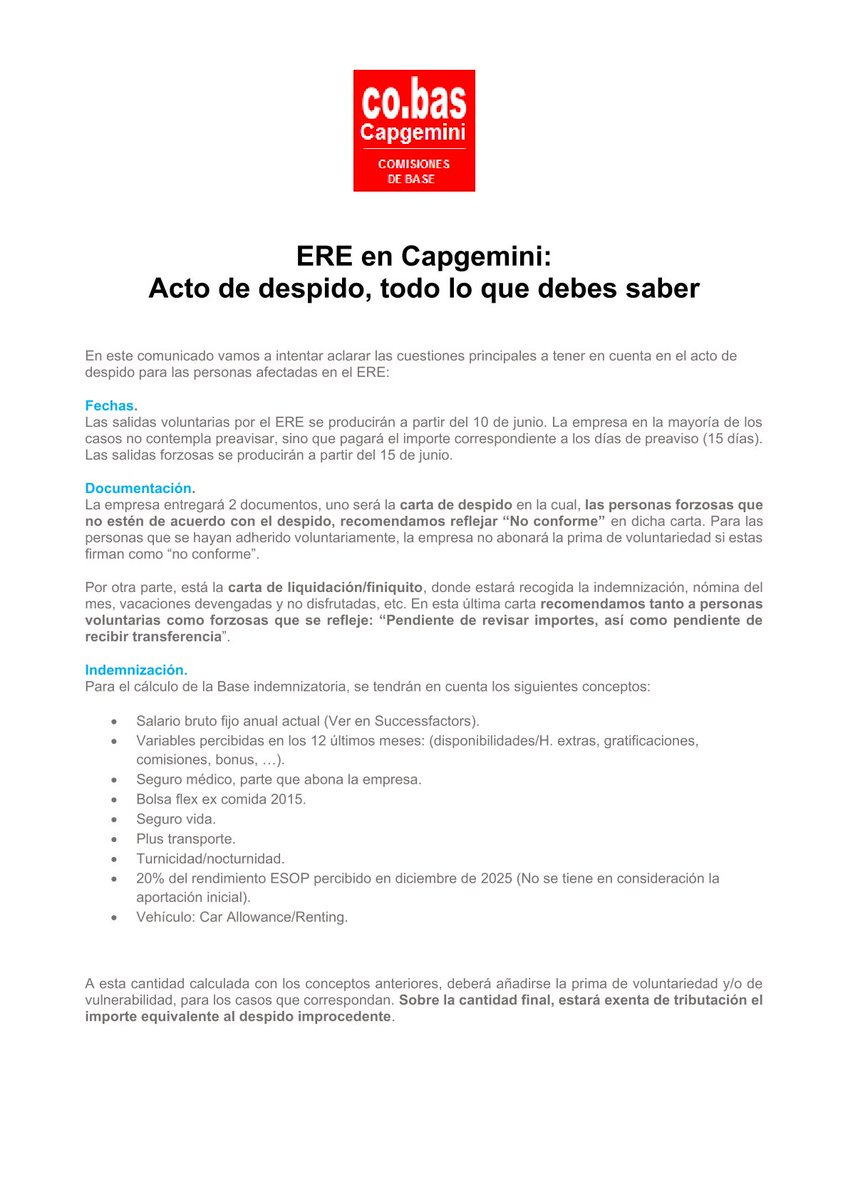 CobasCAP's tweet photo. Comunicado.- ERE en Capgemini: Acto de despido, todo lo que debes saber. 
@CoBas_MADRID @cobas_ @cobasindraorg @CapgeminiEngES @Capgemini_ES https://t.co/enQAbbQfSX