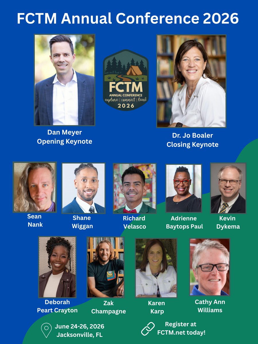 FCTMath's tweet photo. We're excited to welcome an incredible lineup of speakers for FCTM's Annual Conference! Take a look at the full lineup and let us know: Who are you most excited to see? #fctm2026 https://t.co/Bum83RH0Iq