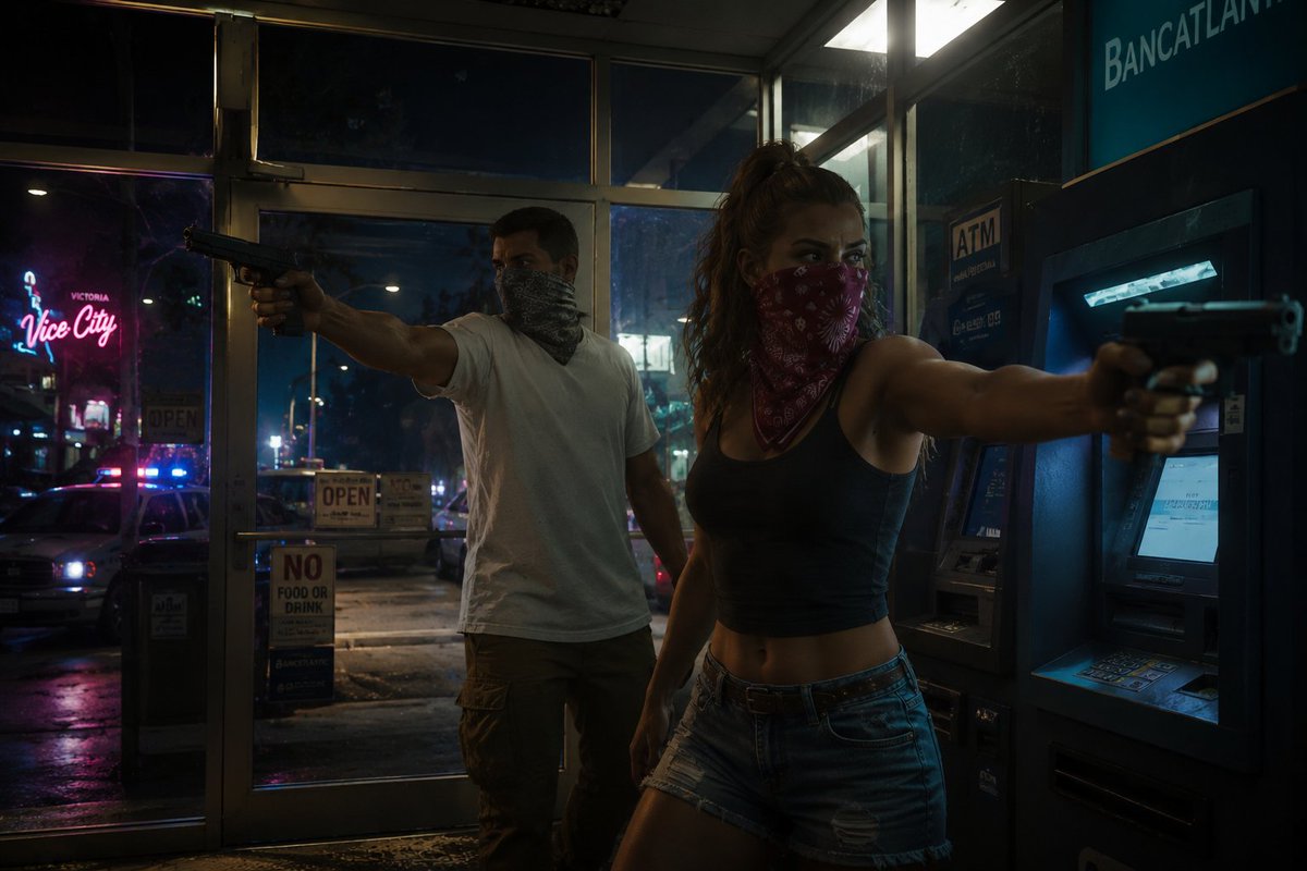 otesi2026's tweet photo. ChatGPT's AI has reached an incredible level. I didn't provide any visual references at all —
I simply said, "Create a scene for Trailer 3," and it generated these.
#GTA6 #GTAVI #Trailer3 #RockstarGames #ViceCity #Leonida #Gaming #OpenAI #AIArt #ArtificialIntelligence #GameDevelopment #NextGenGaming #RockstarGamesFans #GTA6Community #VideoGames