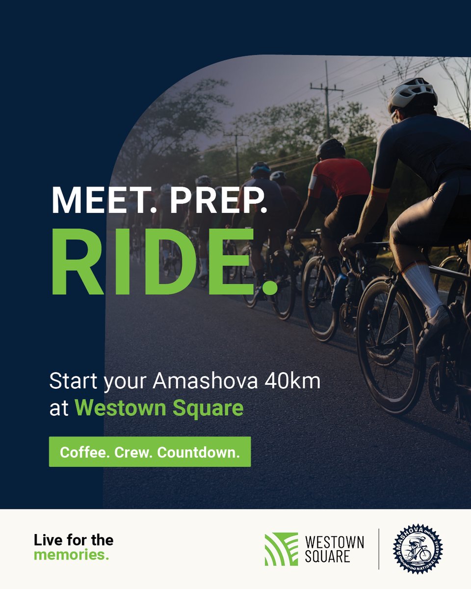 Amashova's tweet photo. 40km Start at Westown.

The Amashova 40km officially begins at Westown Square, where riders will gather before taking on one of SA’s most iconic cycling events.

Bring your crew, bring your energy, and get ready for race day.

40km start: Westown Square

https://t.co/ms1yLQXSjn https://t.co/UeiMxJT4UE