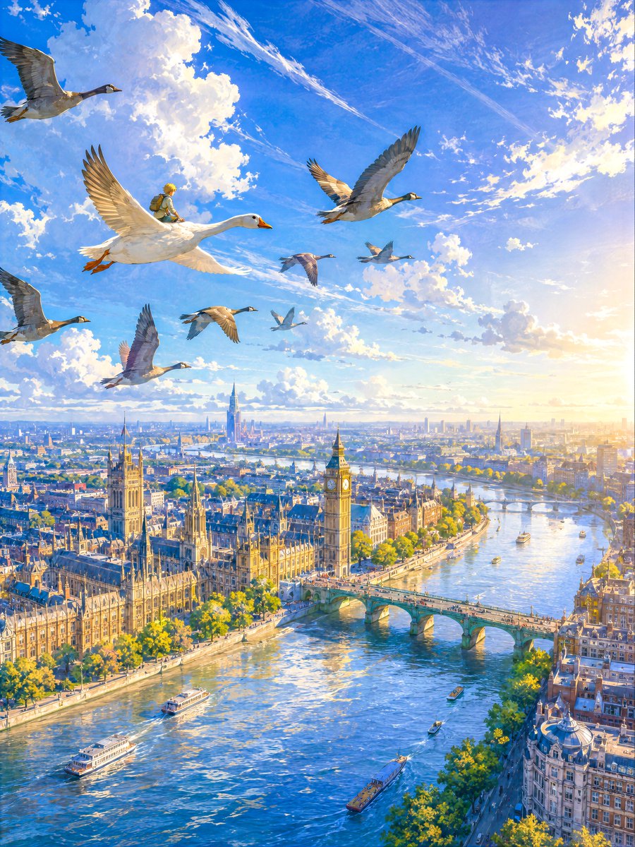 London Aerial Flight with Geese