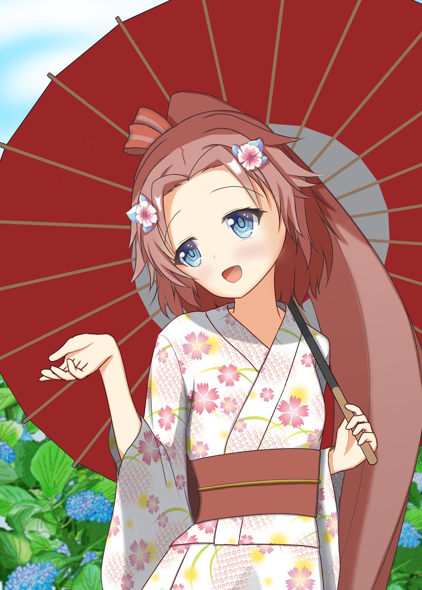 hokehoka's tweet photo. 梅雨空の晴れ間を仰ぎ見る浴衣ナデシコ
浴衣の女の子っていいよね…あと浴衣×番傘の組み合わせも好き https://t.co/xDFgPXrbyU