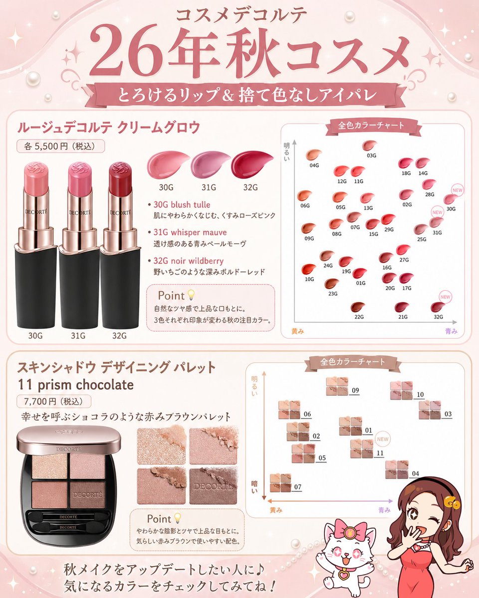 Aちゃんページ　コスメデコルテ コスデコの秋コスメ、優秀すぎない…？？ 新色リップはブルベさんにも