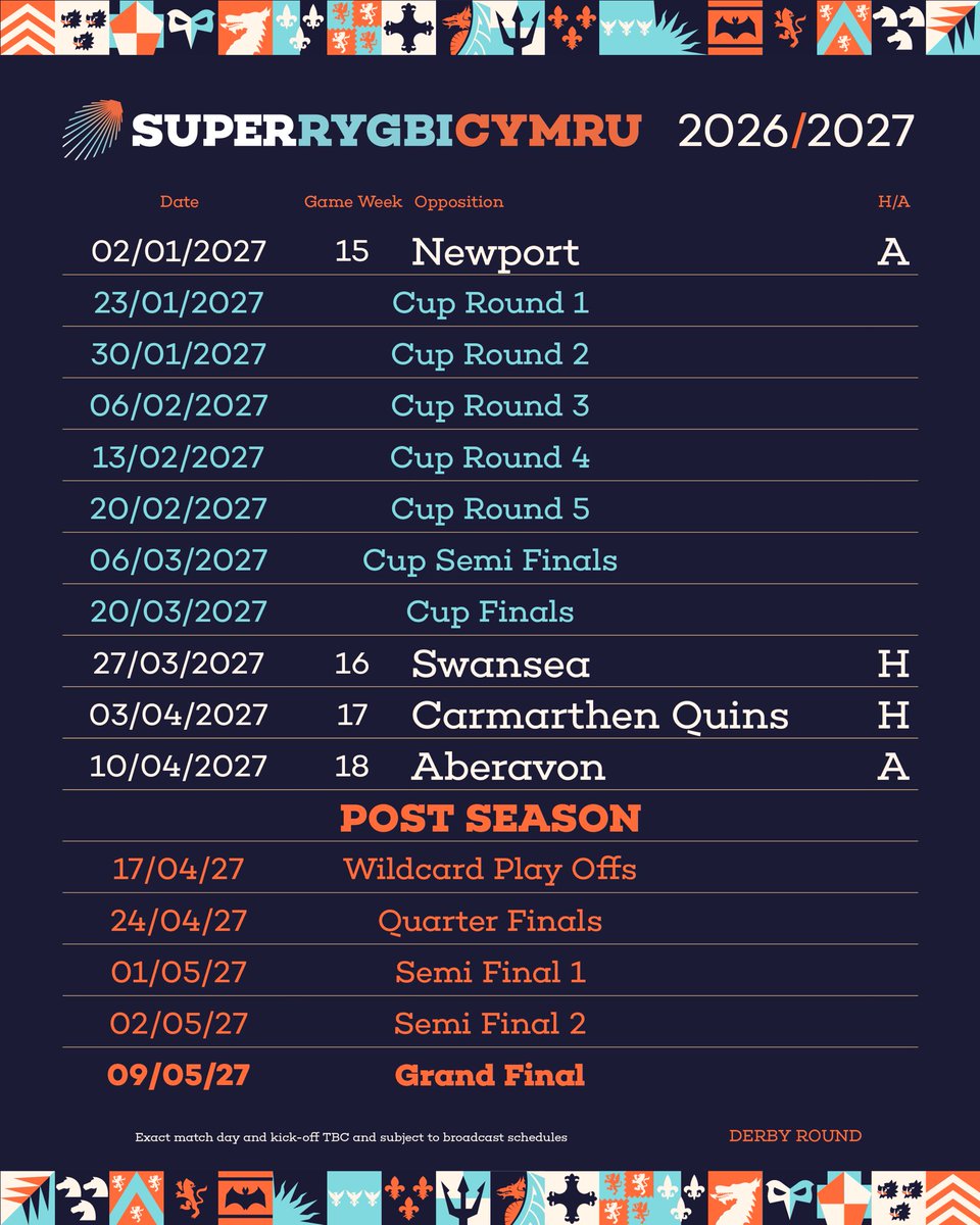 PontypoolRFC's tweet photo. 🗓️ More dates for your diary as we’re now able to confirm our @SuperRygbiCymru league fixtures along with the dates set aside for the cup competition, which will be drawn soon

*Please note that games are still subject to change due to club requirements or broadcast

🔴⚪️🌑 https://t.co/jyfDDaYc62