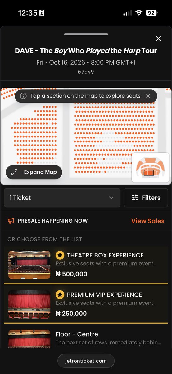 RealDamiisdandy's tweet photo. A pretty surreal morning.

As the Founder & CTO of Jetron Ticket, seeing people use and appreciate tools we built from scratch is incredibly rewarding. Building seat maps, queues, and high-demand ticketing systems hasn’t been easy, but moments like this make it worth it.

From bootstrapping this startup to powering Dave’s show in Lagos.

 More to come.

Follow us @jetronticketng