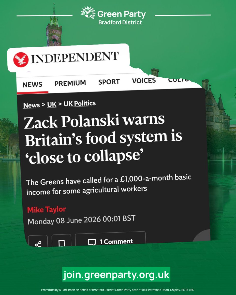bradfordgreens's tweet photo. 🗨 @ZackPolanski: "The Climate Change Committee warns that within 25 years we could see temperatures above 40C. That doesn’t just mean more people getting sick from extreme heat...it has terrifying implications for the most fundamental need we all have – food.”

#ClimateActionNow https://t.co/phSXua3yWW