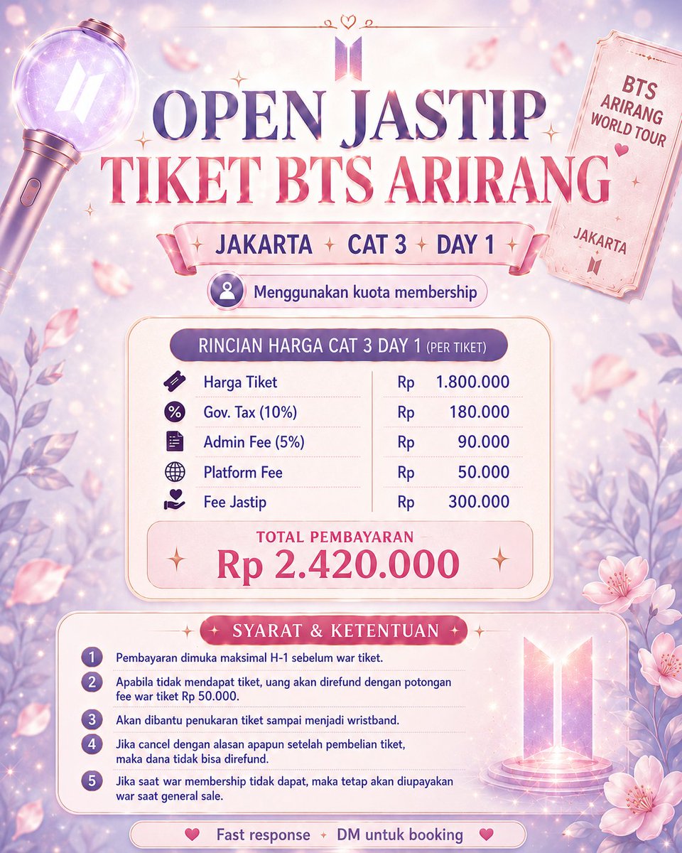 putririu's tweet photo. @rnjnraa Hai kak aku open war presale  tiket bts untuk cat 3 day 1 yaa, pake akun membershipku sendiri, slot cuma 3 aja karena sisanya aku pake🙏 https://t.co/dMjsxeHt4H