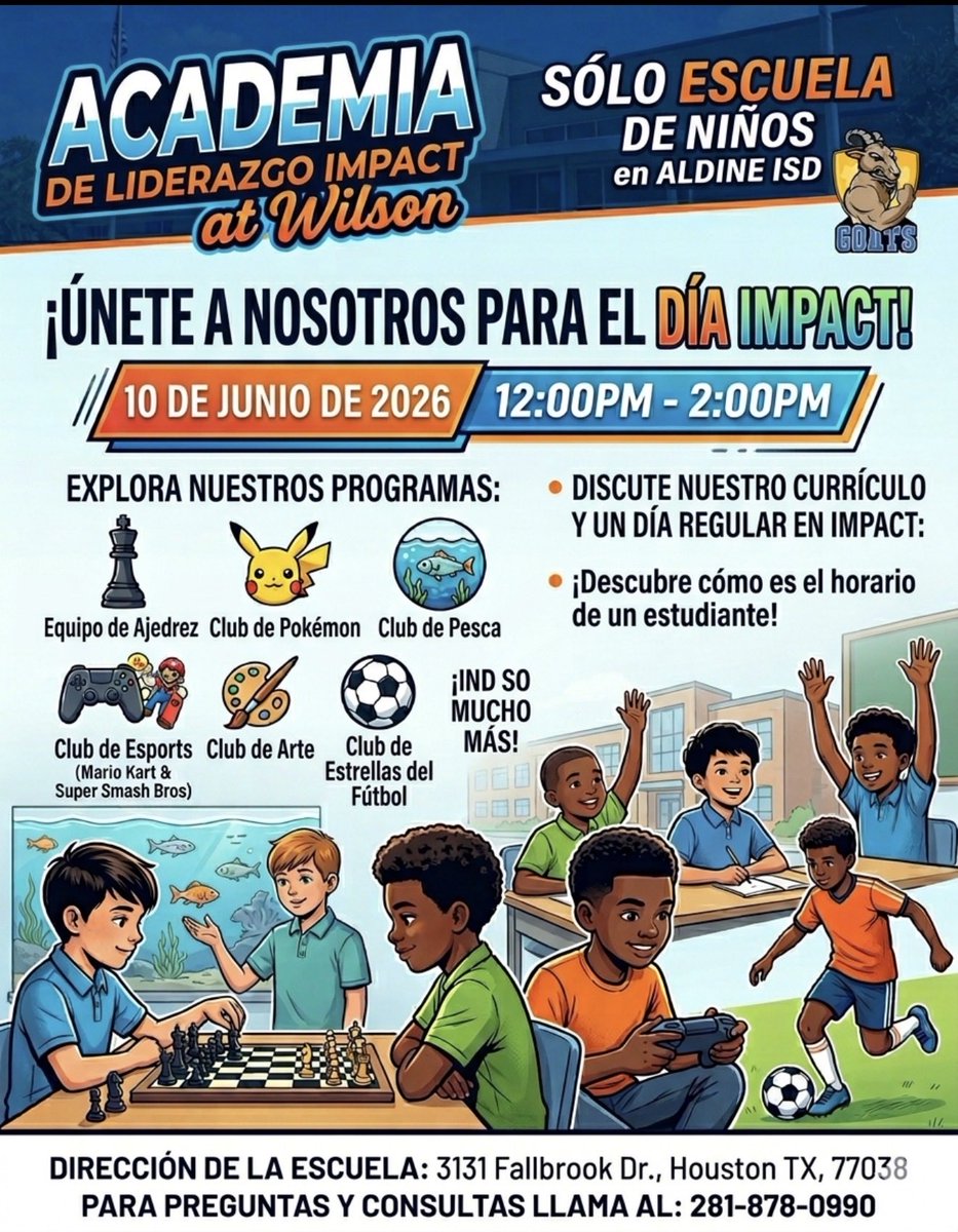 Impact_AISD's tweet photo. #Aldinestory π£ Families, you're invited to Impact Day at Impact Leadership Academy at Wilson!
π June 10, 2026β¨β° 12:00 PMβ2:00 PM
Explore our programs, learn about our curriculum, and clubs. @DrCrystalWatson @EliaMartinez02 https://t.co/h80YpAAlxL