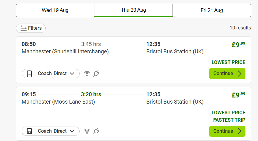 gg_WACK's tweet photo. PSA for anyone travelling from Manchester to Bristol for #GANGPARADEintheUK

If you're doing VIP, these are the only Flixbus options that will get you to the city before the event starts. Train has more options, but ofc you could spend that on more cheki. https://t.co/yhuq5dtXc1