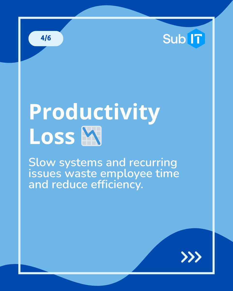 subIT_'s tweet photo. Small IT issues become expensive fast. ⏱️
Downtime, security risks, productivity loss, inefficiency.
Proactive IT maintenance prevents all of it. #SubIT #ITMaintenance #Cybersecurity https://t.co/K8HoAb8lNB