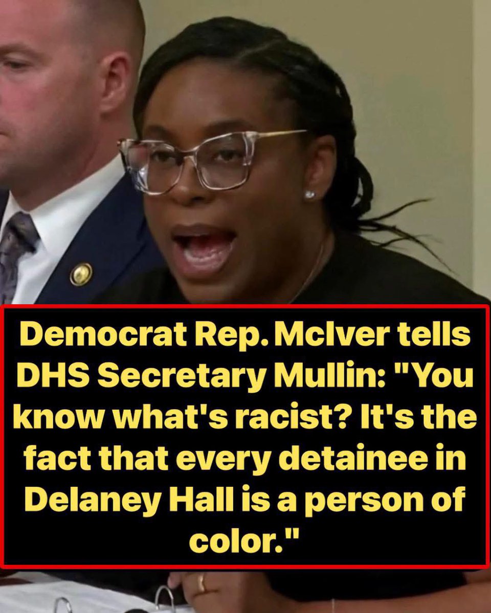 GOP_is_Gutless's tweet photo. “You know what’s racist? 
Every detainee in Delaney Hall is a person of color.”

That’s what a Democrat representative actually told the DHS Secretary.

She’s upset that the illegal immigrants locked up in this ICE facility aren’t white.

Peak leftist brain rot: 
complaining that lawbreakers being held accountable don’t match the right skin tone.
Insanity.
#SecureTheBorder #ICE #WokeInsanity #LawAndOrder
What do you think? 👇