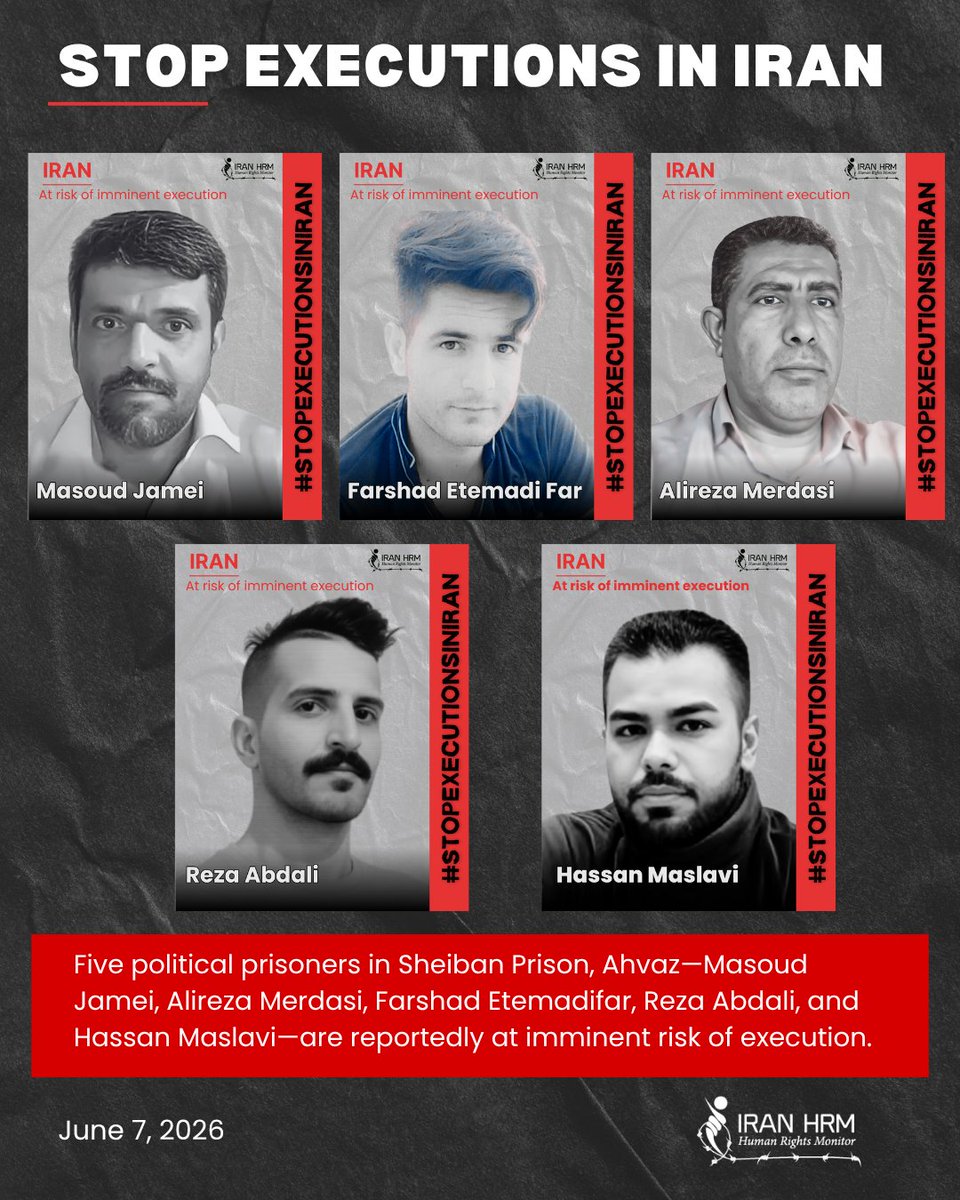 MasumehBolurchi's tweet photo. Enough delay—the time for decisive action is now. We urge the UN Security Council, the European Union, and its member states to condemn these criminal death sentences and take immediate and effective measures to prevent their implementation and stop the killing of political prisoners and protesters in Iran.#StopExecutionsInIran @kajakallas
@KajsaOllongren
@EP_HumanRights
@DEonHumanRights
@AuswaertigesAmt
@volker_turk
@drmaisato