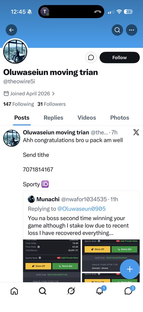 Oluwaseun0905's tweet photo. Let’s 
Massively report this imposter 

@theowire5i https://t.co/frN24RsgHK