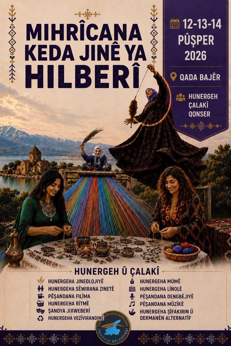 BaskaleB's tweet photo. Hilberî Kadın Emeği Festivali 12 Haziran’da Başlıyor
İpekyolu Belediyesi Kadın Politikaları Müdürlüğü’nün ev sahipliğinde düzenlenecek olan Hilberî Kadın Emeği Festivali, 12-13-14 Haziran tarihlerinde Van Kent Meydanı’nda gerçekleştirilecek. https://t.co/ilJxUYIuKP