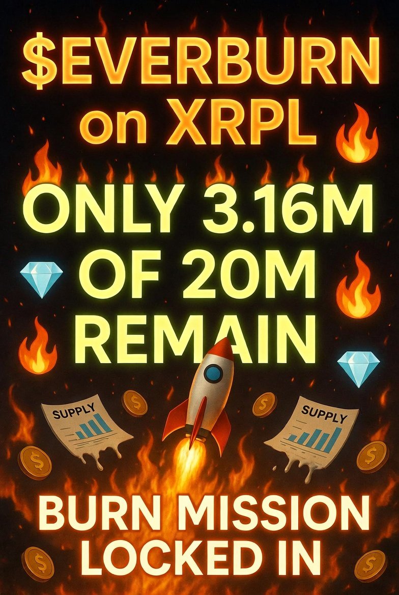 EBT_XRPL's tweet photo. @YeshuaXRPL @xrplto 🔥 $EVERBURN on XRPL
Only 3.16M of 20M remain after massive burns
50% burn rate + XRPL burns on every tx = serious deflation
Burn mission locked in 💎
#Everburn #EVB #XRPL #XRP #BurnMission https://t.co/Ax2J8CsPB9