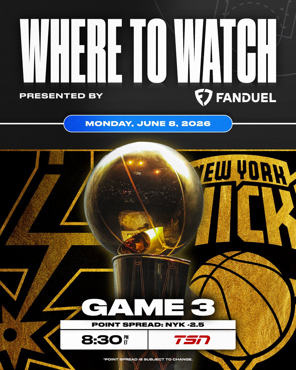 NBACanada's tweet photo. WHERE TO WATCH | 📺 | JUNE 8
Presented by @FanDuelCanada https://t.co/43jBTdOCXm