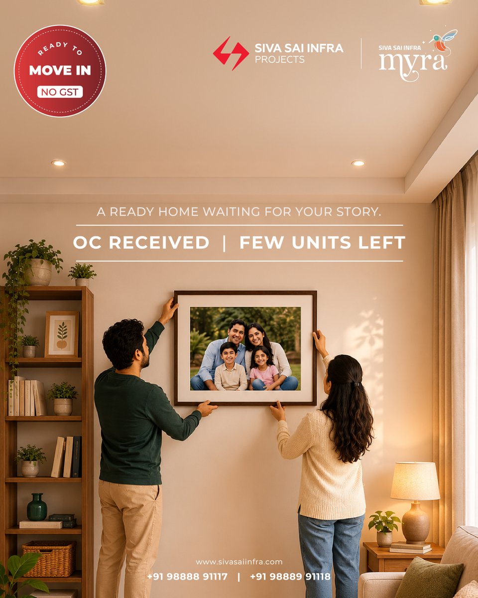 sivasaiOfficial's tweet photo. The most beautiful part of a new home isn’t the walls or the finishes. It’s the memories that slowly find their place within them. Visit Myra.
.
.
#OCReceived #Fewunitsleft #Kollur #SivasaiInfra https://t.co/x1oGLejDGN