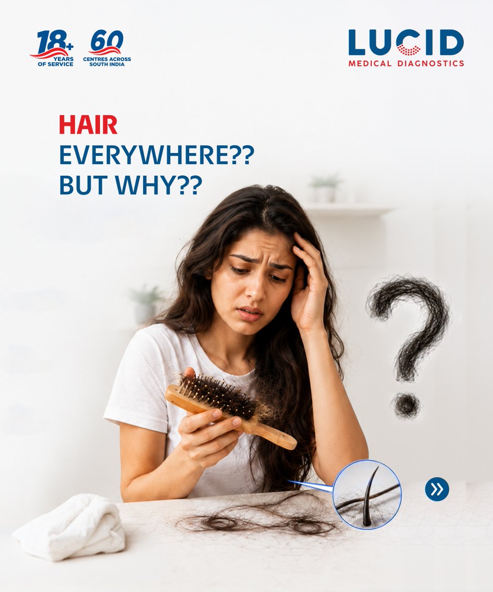 Luciddiagnostic's tweet photo. Multiple factors can contribute to hair fall. Understanding the root cause is the first step toward the solution.
Get clarity with Lucid Diagnostics' Hair Fall Screening Package.
#HairFall #LucidDiagnostics #Screening #Hair #Care #RootCause https://t.co/Lpr4fvj5mt