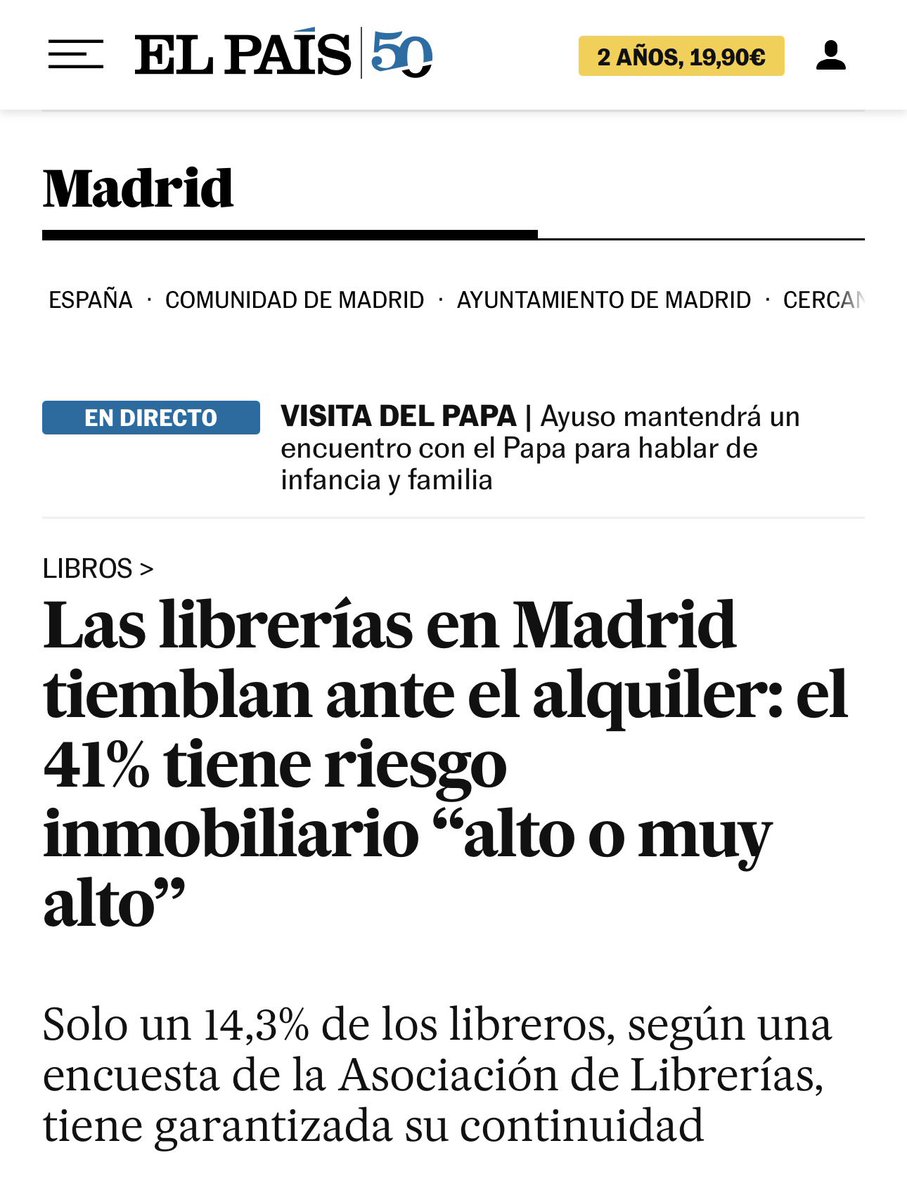 manuelabergerot's tweet photo. Madrid pierde librerías al mismo ritmo que gana pisos turísticos.

La especulación inmobiliaria es el mayor peligro para el pequeño comercio y la cultura de los barrios.

https://t.co/JxHZt5OuWK https://t.co/x9k2bXuQaQ