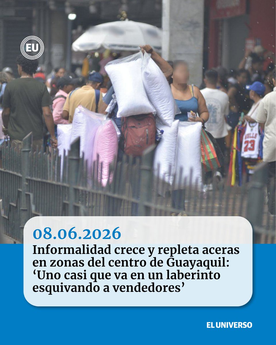 eluniversocom's tweet photo. Informalidad crece y repleta aceras en zonas del centro de #Guayaquil: ‘Uno casi que va en un laberinto esquivando a vendedores’ https://t.co/EY7wc8yKvg https://t.co/9ssmpC1wgO