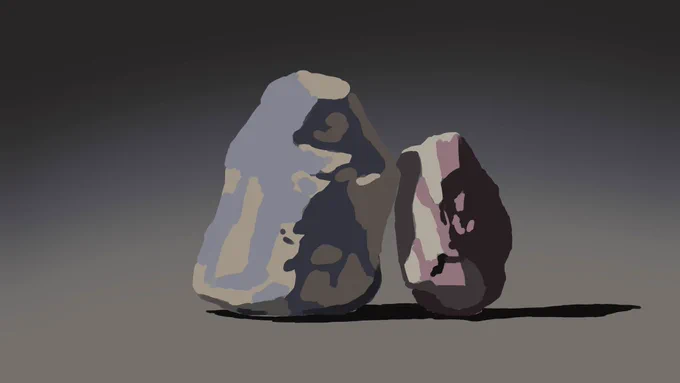 完成まで2時間くらい掛かった石の絵の描き始めと完成。