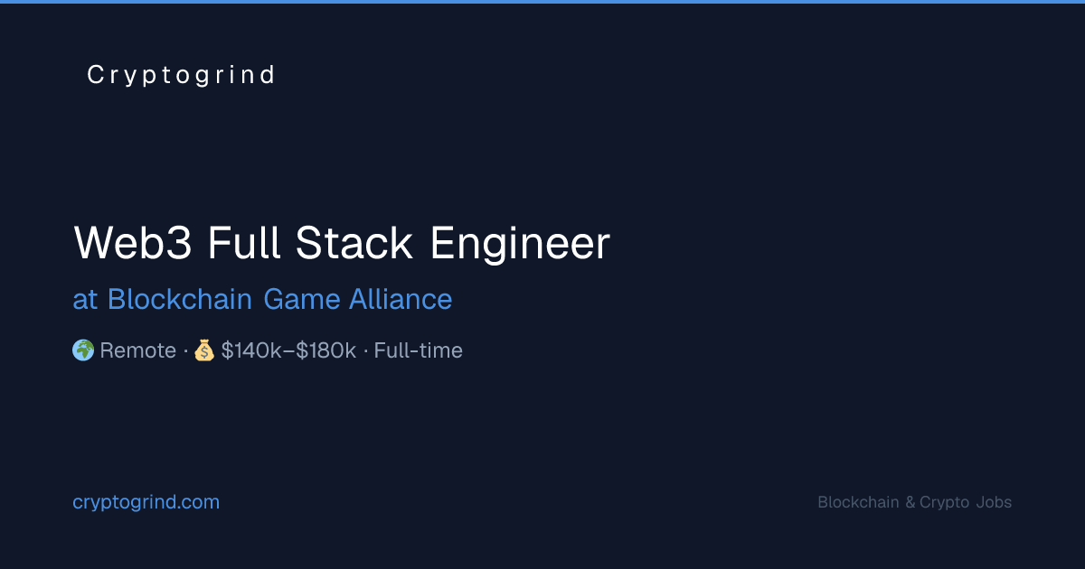 cryptogrind's tweet photo. Web3 Full Stack Engineer at Blockchain Game Alliance
💰 $140k–$180k · 🌍 Remote · Full-time
#Web3

https://t.co/W8Oq3aT0py https://t.co/uIAYt8DrpH