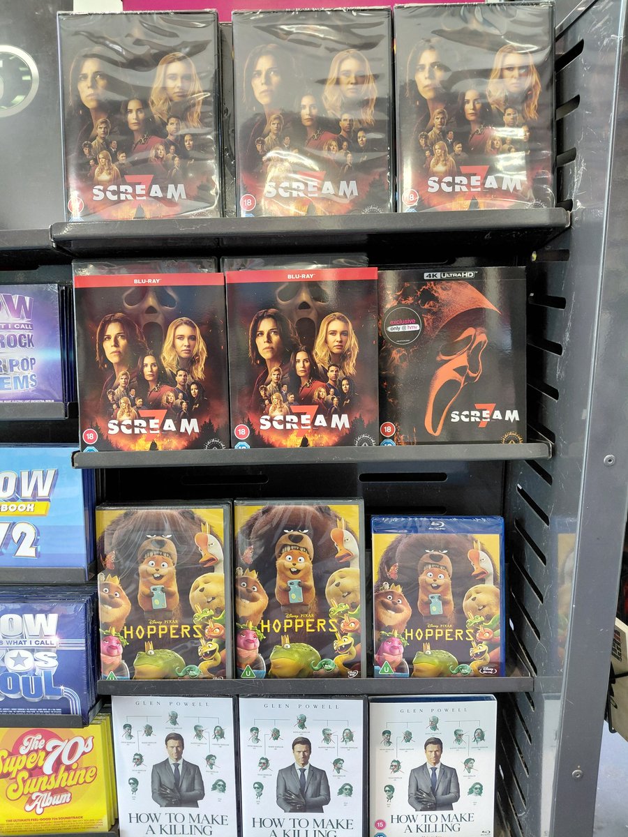 hmvSheffield's tweet photo. Out Now! 📣📣📣📣📣
#Scream7 
#Hoppers
#HowToMakeAKilling 
#Ocean
#Thegoodboy 
Available on 4K, BLU-RAY &amp; DVD
#newmoviemonday 
🎬🍿🛋👍 https://t.co/Utumm01pBK