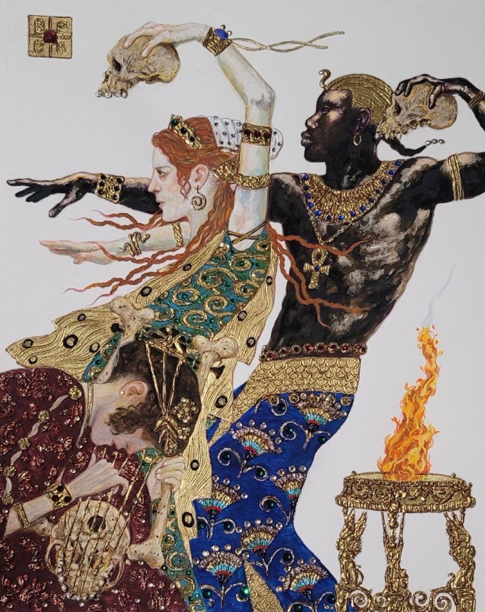 GodsWhisper777's tweet photo. "Danse macabre" (2023), acrylic painting created by the Iranian artist  Bahman Pezeshkzad. https://t.co/EXzILScQl9