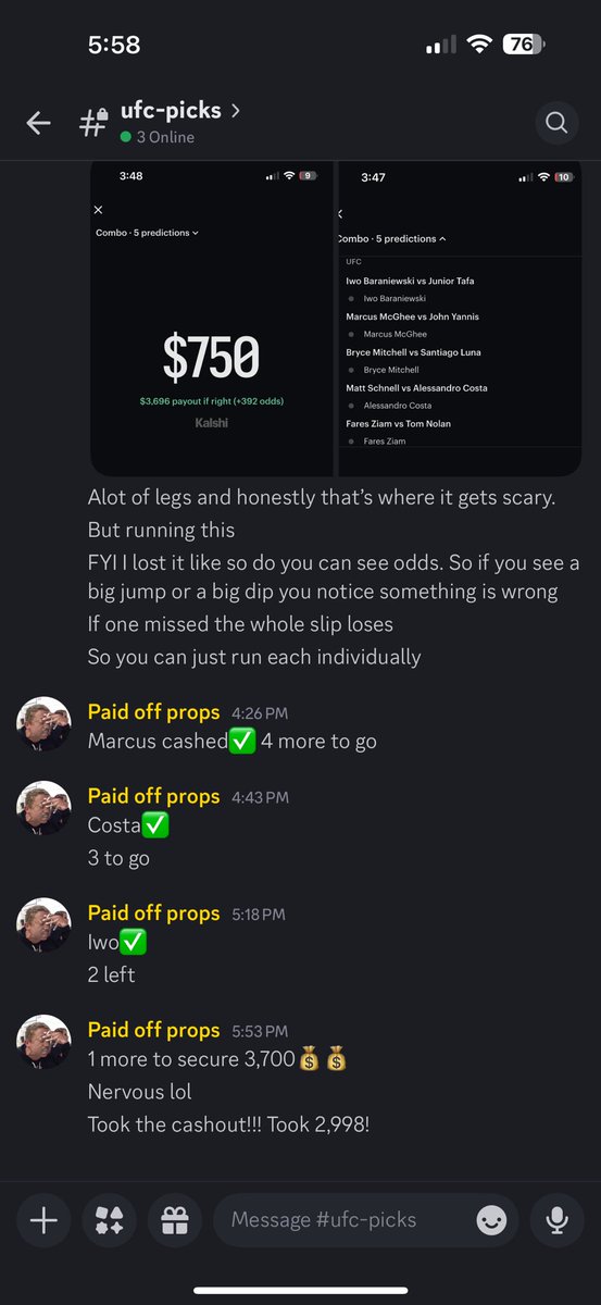 ombepaul99's tweet photo. Ran this for UFC and cashed out before the Ziam fight. We cover every single sport! #Mlb #ufc #Gambling𝕏 https://t.co/GUypfloOTX