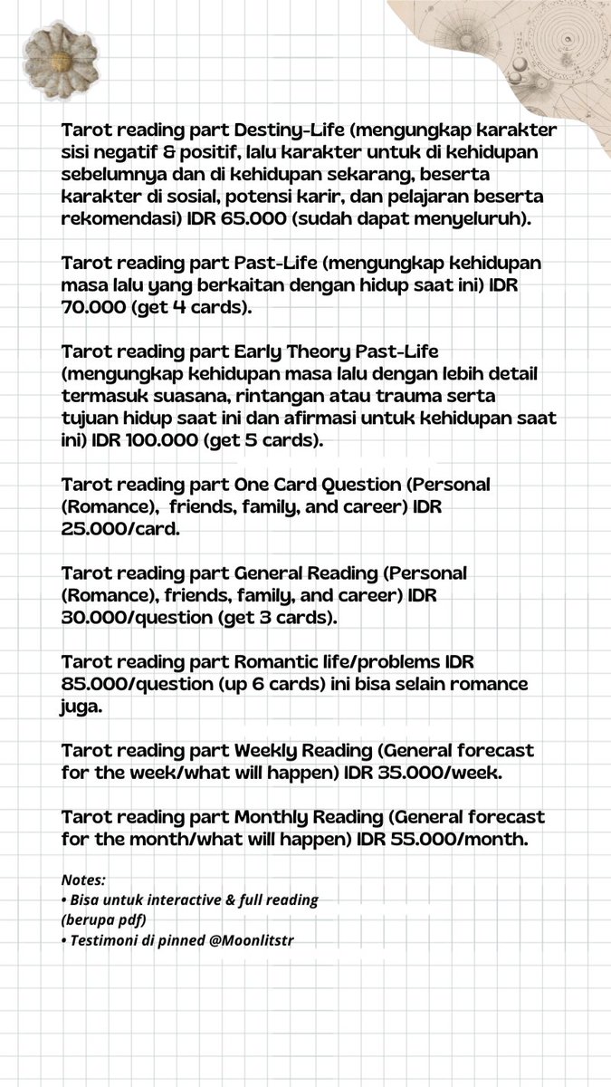 moonlitstr's tweet photo. @witchezr adaa dongg!! yukk boleh di check duluu, bisa interactive atau full reading sekaligus aku juga mendalami spiritual jadi jangan khawatir! testimoni on pinned + bisa ke DM/tele for inrush yaa (no antrian + udah pasti fast). https://t.co/y4i0imHzsT