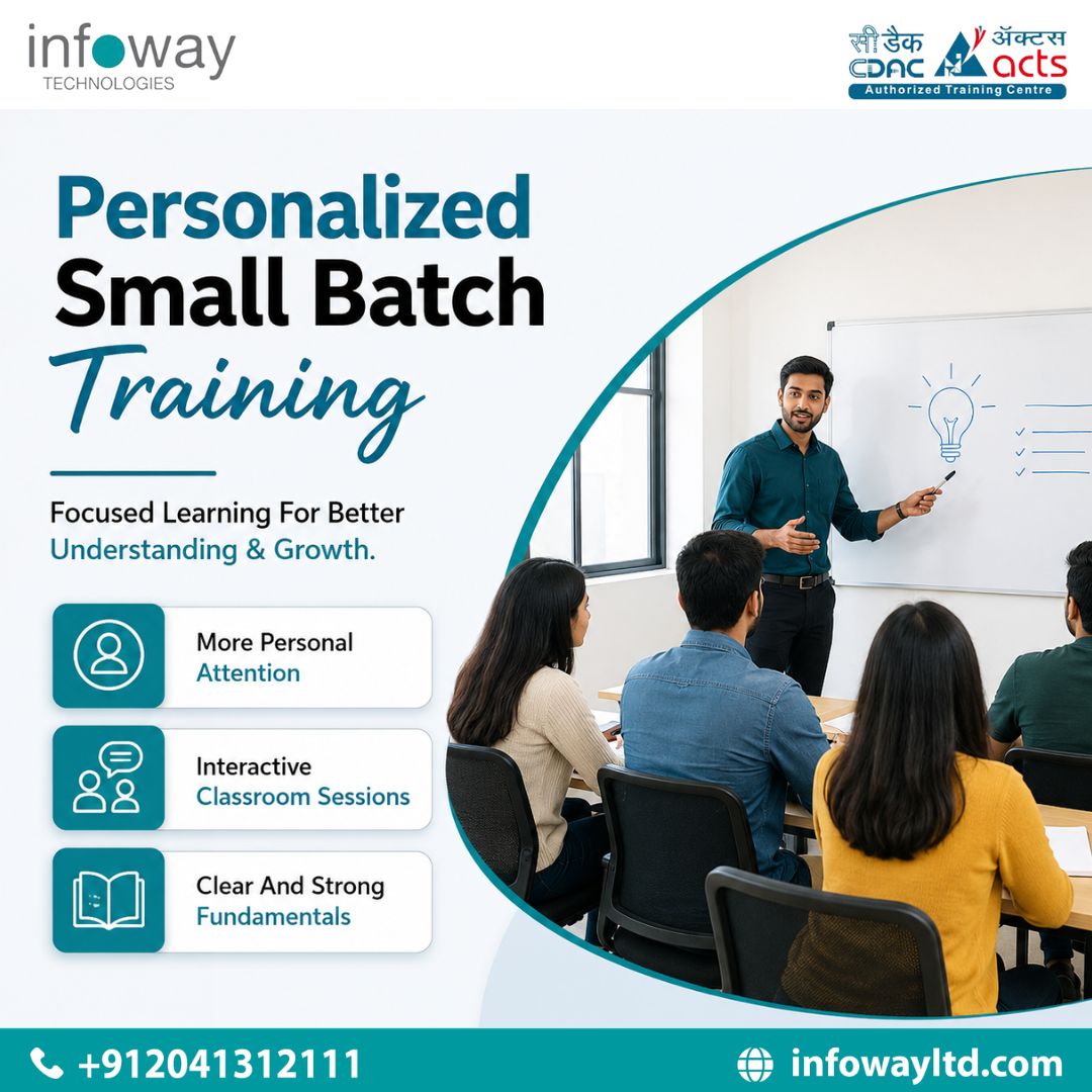 InfowayLtd's tweet photo. ๐จโ๐ซ Small batch learning creates a better learning experience with personalized guidance, stronger interaction, and improved concept clarity.
#SmallBatchLearning #FocusedTraining #StudentSuccess #ConceptClarity #InteractiveLearning #SkillDevelopment #TechEducation https://t.co/AiBRYkDciO