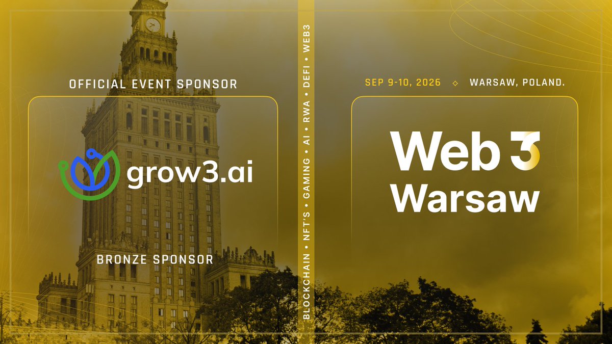 web3_warsaw's tweet photo. 🎩 Driving Web3 growth through AI-powered tools and strategy.

Excited to welcome @grow3ai  as an official Bronze Sponsor of Web3 Warsaw 🇵🇱

📅 9–10 September 
🎟️ Code: WARSAW10 https://t.co/Q0ZV8Q62fc