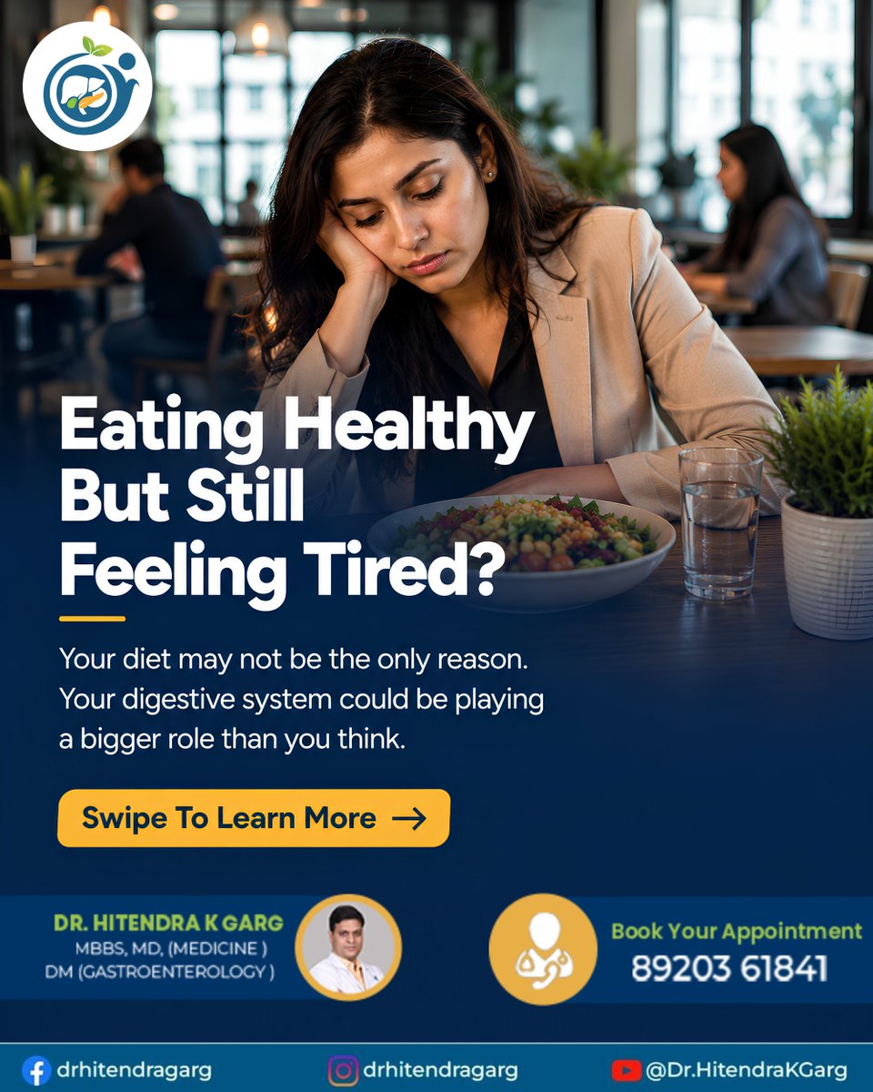 DrHitendraKGarg's tweet photo. The issue may not always be your diet. Your digestive system plays a key role in absorbing nutrients like Vitamin B12, Iron, and Folate.

Poor nutrient absorption can contribute to low energy levels, even when you're eating well.

#GutHealth #DigestiveHealth #Fatigue #Nutrition https://t.co/eC6fZFiFfs