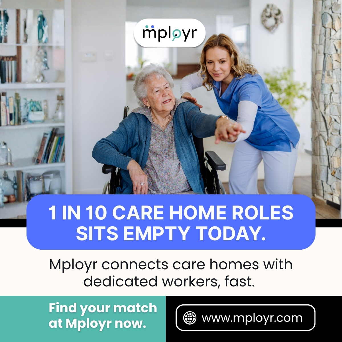 mployr_'s tweet photo. The UK care sector has over 111,000 unfilled posts right now.

Behind every vacancy is a home that needs support and a carer who wants to help.

Mployr was built to close that gap, simply and quickly.

#CareRecruitment #UKCareSector #CareHomeJobs #Mployr https://t.co/AXsJjmhc3T