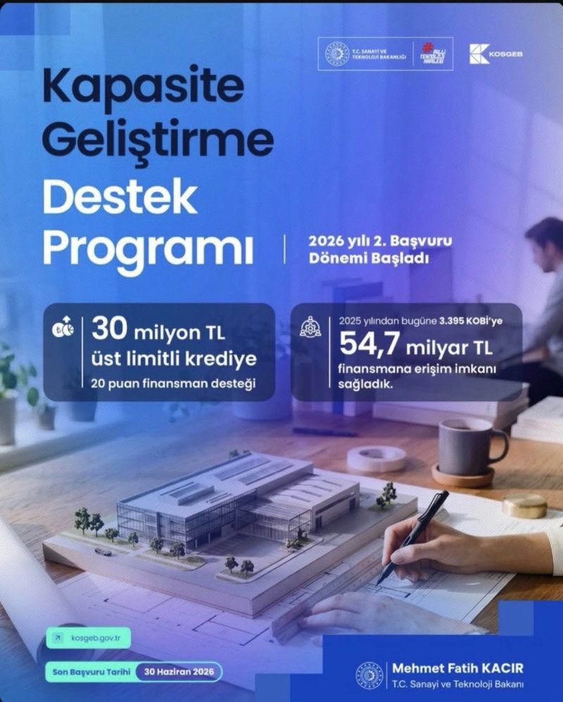manisatto's tweet photo. 🚀 KOSGEB Kapasite Geliştirme Destek Programı'nda 2026 Yılı 2. Başvuru Dönemi Başladı!

🗓️ Son başvuru tarihi: 30 Haziran 2026.

🔗 Detaylı bilgi ve başvuru koşulları için: https://t.co/MnPrxK6dIu https://t.co/BnYnVp9cjc