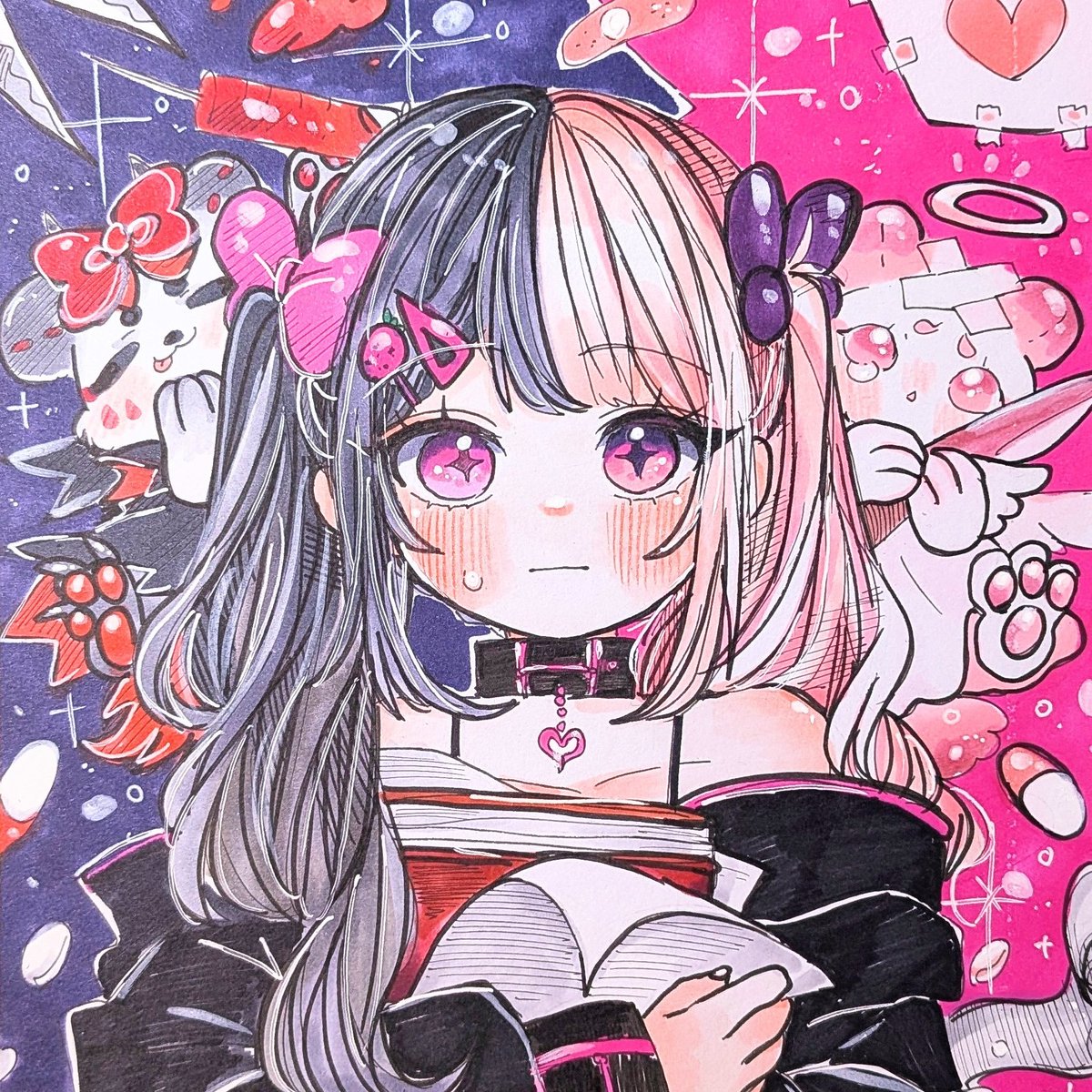 mahoro_mercari's tweet photo. 「こころのノイズ」
 #メルカリ
 #イラスト
 #創作 https://t.co/jflxrnt8Ne