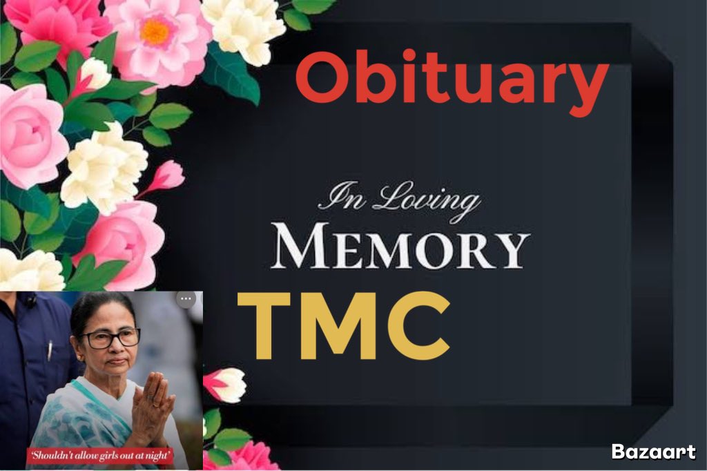 _MeBharat's tweet photo. Obituary 
Chautha of 
TMC 
No more 

Opposition condolences 
To 
@MamataOfficial @abhishekaitc https://t.co/TZXtbYPMLe