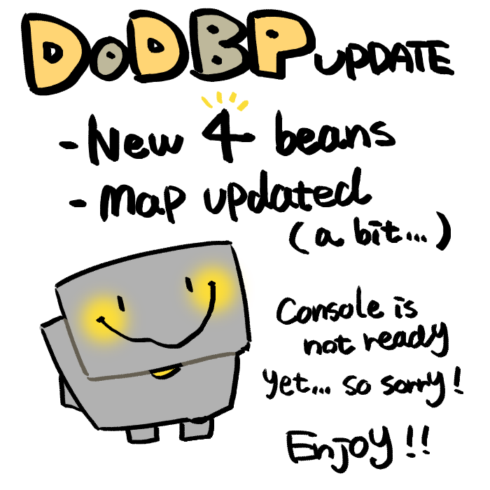 atuyu_tubuyaki's tweet photo. DoDBP very very mini update (beans added)
Console/New secret beans are not ready yet! Please give us a moment...
Play now!
https://t.co/ccrYz3rFLp
#DoDBP https://t.co/udjyS1e0yl