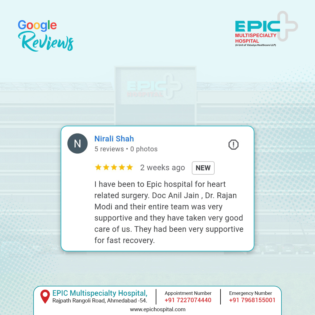 epichospital's tweet photo. Your Trust Inspires Us

Thank you, Ms. Nirali Shah, for trusting EPIC Multispecialty Hospital and for appreciating the care provided by Dr. Anil Jain, Dr. Rajan Modi, and our cardiac team.

🌐 https://t.co/PjOM6v3O1U | 📞 7227074441 https://t.co/FcsG1cJVBy