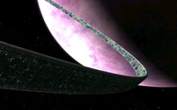 ThatOneGeezer's tweet photo. @SmashJT You are mentally ill and have either never played a single Halo game or are deliberately being stupid.
That is Threshold, the planet that Installation 04 orbits. It is blue-pink because it is a gas giant and because of 04’s atmosphere. https://t.co/jG7z4kmBUU