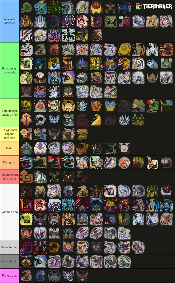 BeriloHeart's tweet photo. Minha tierlist de Monster Hunter https://t.co/AGAq7l2oMu