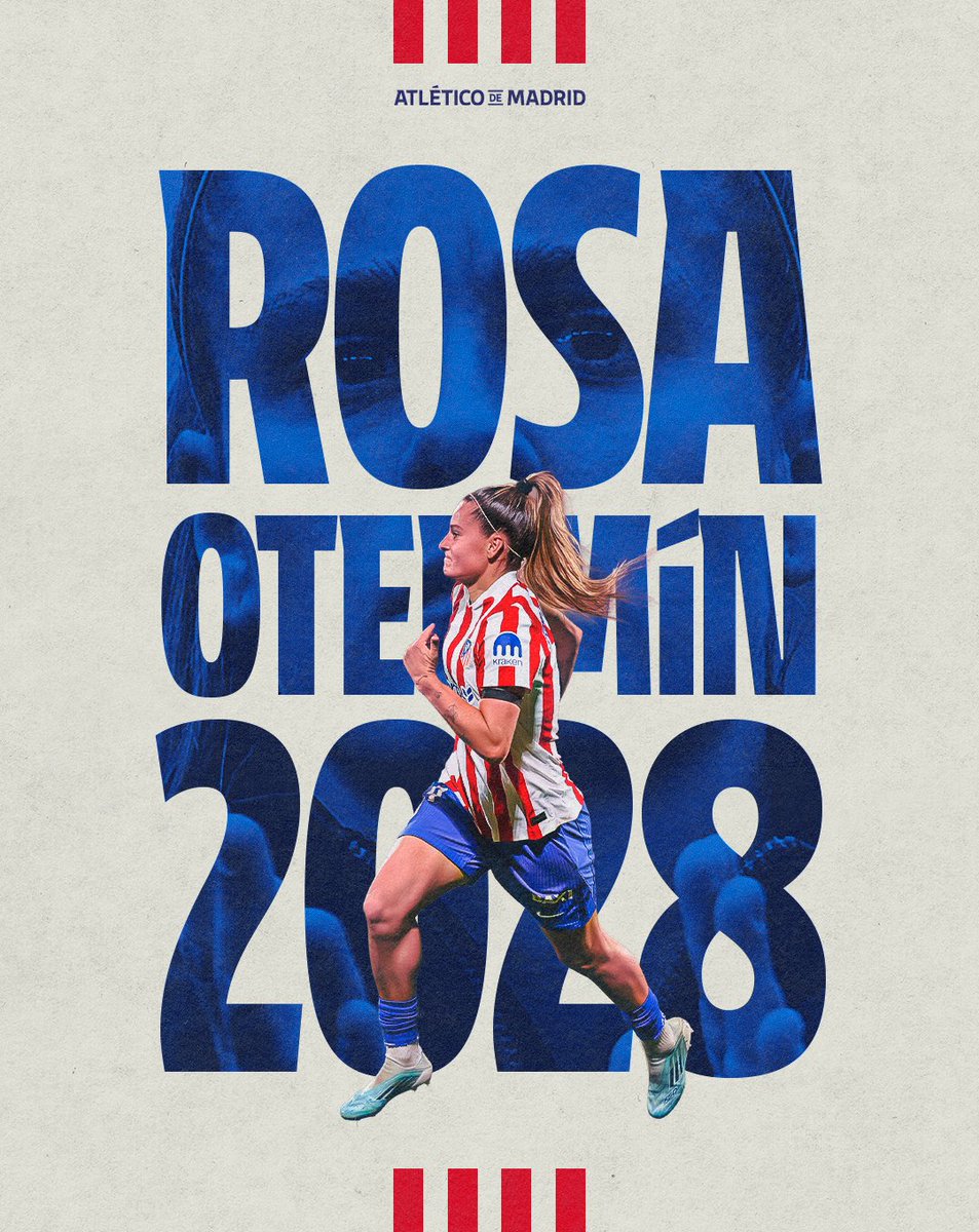 LRF_BR's tweet photo. 𝗢𝗙𝗜𝗖𝗜𝗔𝗟 | O Atlético de Madrid anunciou a renovação de contrato de Rosa Otermín até junho de 2028.

🇪🇸 A lateral espanhola retornou ao clube no início da temporada 2024/25 e já soma 63 partidas oficiais com a camisa rojiblanca. Na última temporada, disputou 26 jogos, contribuindo com 3 gols e 5 assistências.