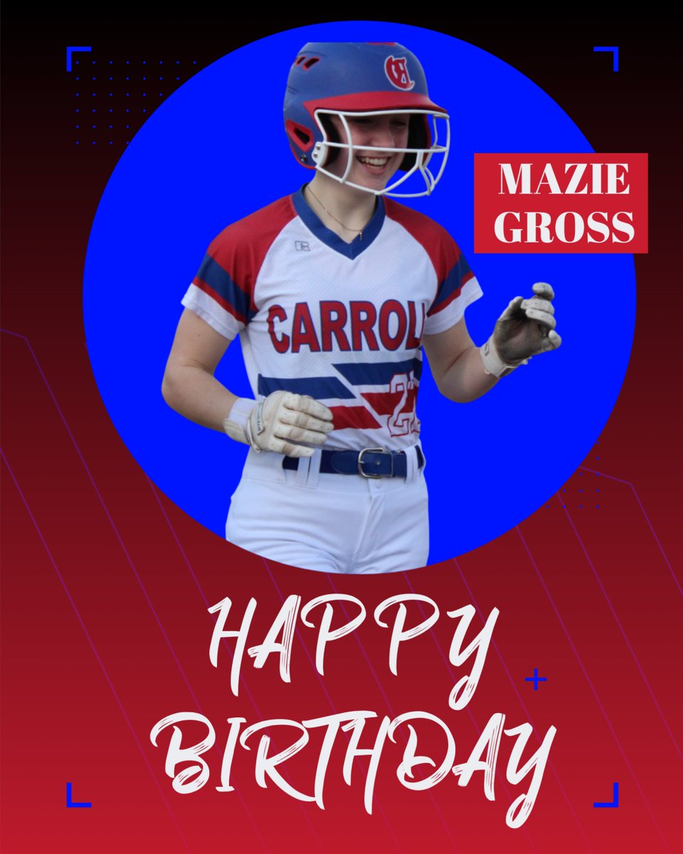 CarrollSoftbal1's tweet photo. Happy Birthday to sophomore Mazie Gross. We hope you have the best day ever!! https://t.co/YodL8Y6R4l