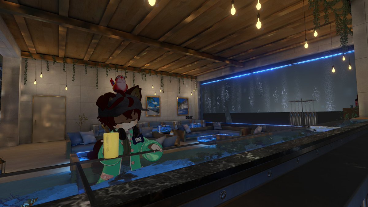 tom_vrchat's tweet photo. - ワールド探訪記 -
想像した夏の創造 ~Starry Sky Ver~
https://t.co/e3SuhVD4cA

孤島にあるオシャレなお家。派手な花火も見られて暑い夏を感じさせるけど、お家の中はアクアリウムな壁や机がいっぱいで涼しげで良い。夏の雰囲気感じられるチル系ワールド。 https://t.co/b92Vs0XiZn
