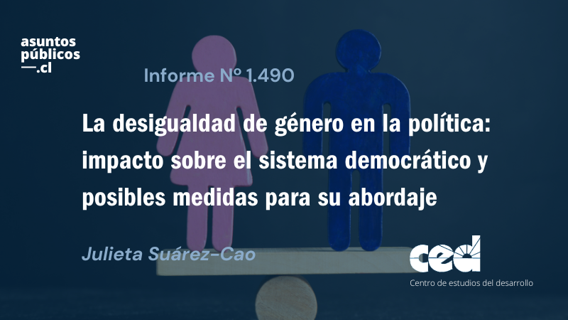 ced_cl's tweet photo. 📌Informe AP N°1.490 | @jujuchi, Doctora en Ciencia Política, presenta el artículo que tiene como objetivo ofrecer un breve análisis sobre los efectos de la desigualdad de género en la representatividad y en el sistema político y democrático.

📙 Informe: https://t.co/6QGAqsbCBs https://t.co/wPyvDvCAhL