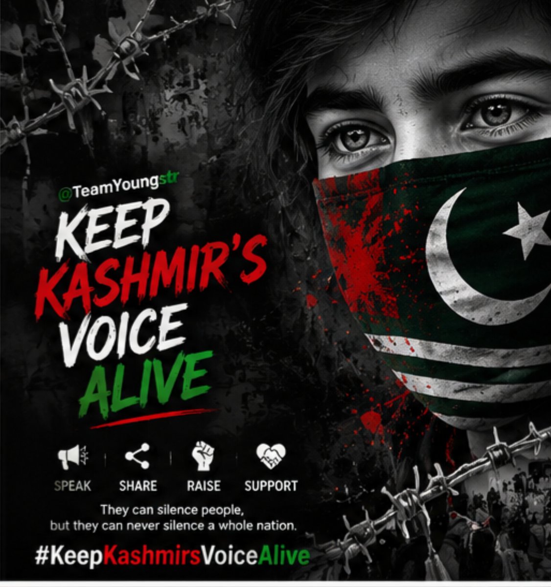 SKPTI804's tweet photo. Raise your voice for peace, justice, and the protection of human rights. Every message makes a difference.
@TeamYoungstr
#KeepKashmirsVoiceAlive https://t.co/8j0bC4rPKV