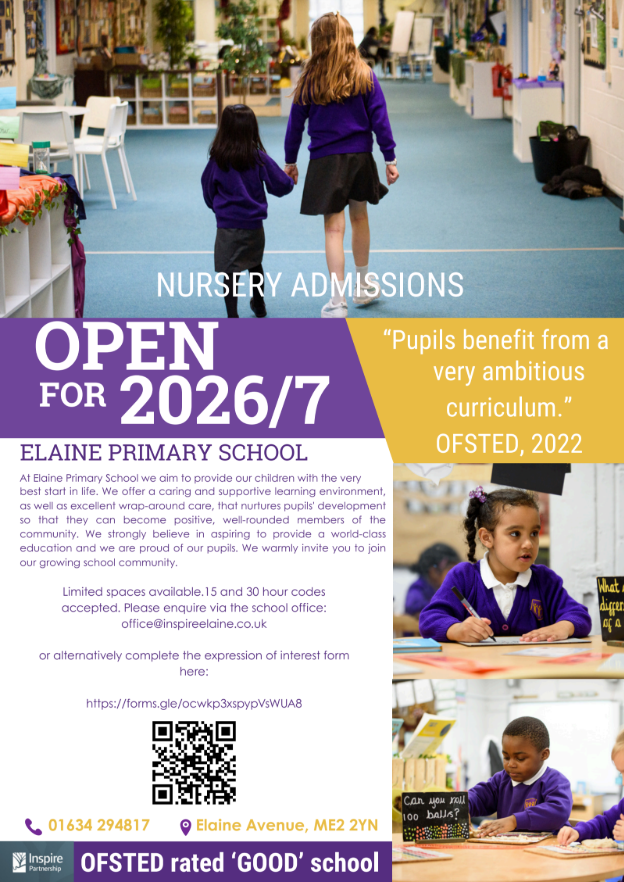 PrimaryElaine's tweet photo. We still have some spaces in our pre-school Nursery for September, accepting 30 and 15 hour codes. Please express interest using the Google form on the flyer! https://t.co/JWuB0nDaCA