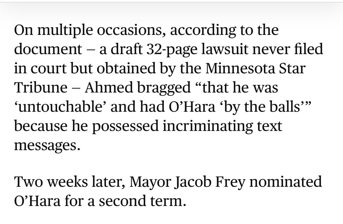 lydiakauppi's tweet photo. Once again asking why Frey nominated O’Hara, knowing these allegations https://t.co/dSU8WSfyR6