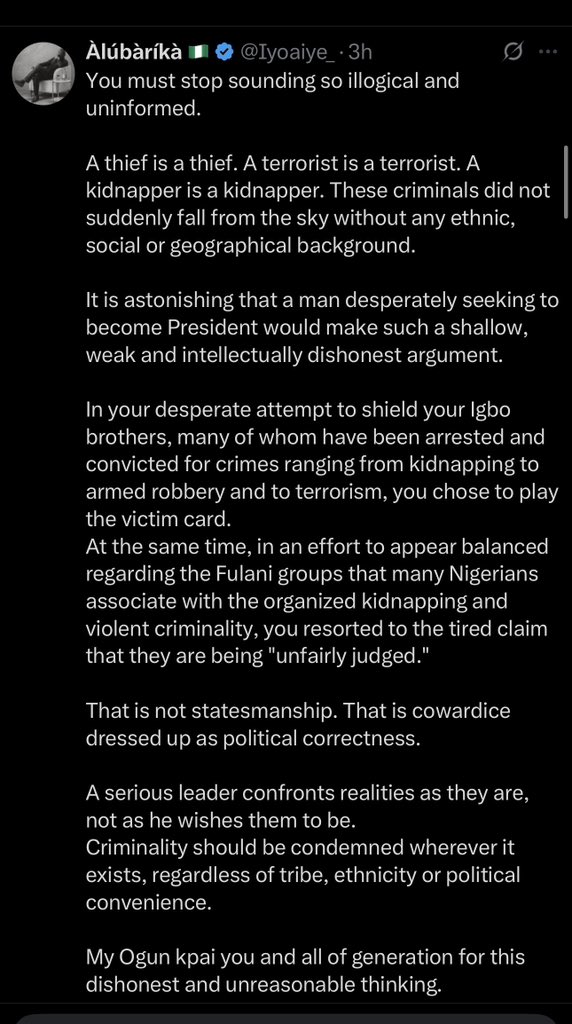 Uptownoflagos's tweet photo. Fellow Nigerians and Africans;

This is the responds of a fellow black man (a Tinubu supporter obviously) to this beautiful piece. 

Our problems live within us. 📌 https://t.co/BPjjzEcLgX