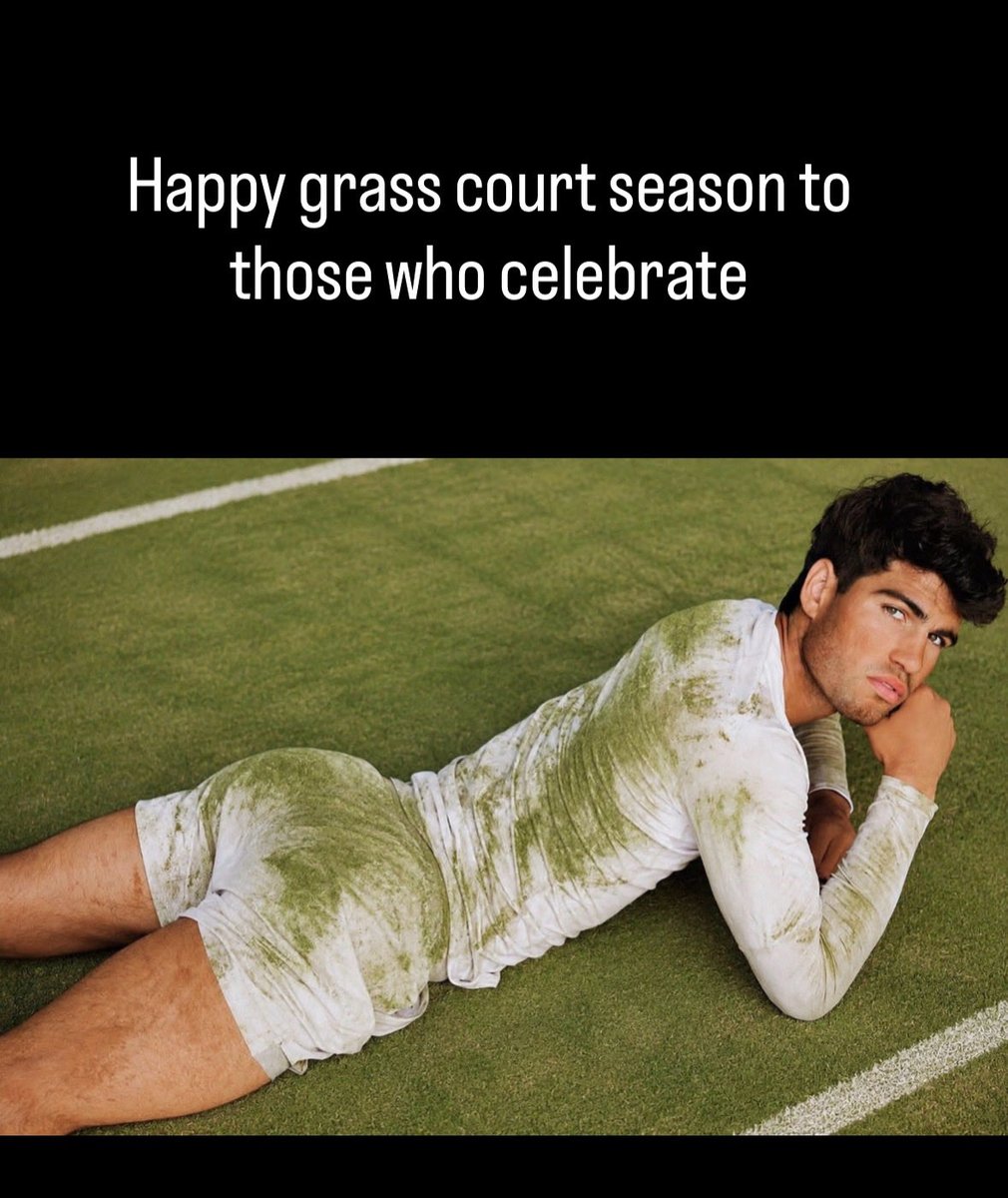 thegaytennispod's tweet photo. We survived whatever that clay court season was. And even though Carlos isn’t playing on grass, an unnamed listener updated his VF shoot to keep us fed with Alcaraz content. 

Bring on the grass!! https://t.co/NMnvgAQ0Ev